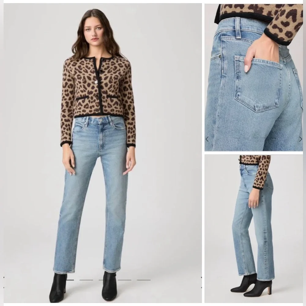 NWT. PAIGE SAWYER High Rise Straight Leg LightBlue Women's Jeans - Picture 1 of 12